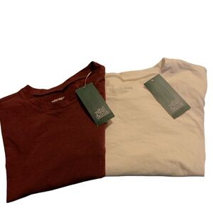 NWT Wild Fable lot(2)size M cropped long sleeve tops same maroon and white